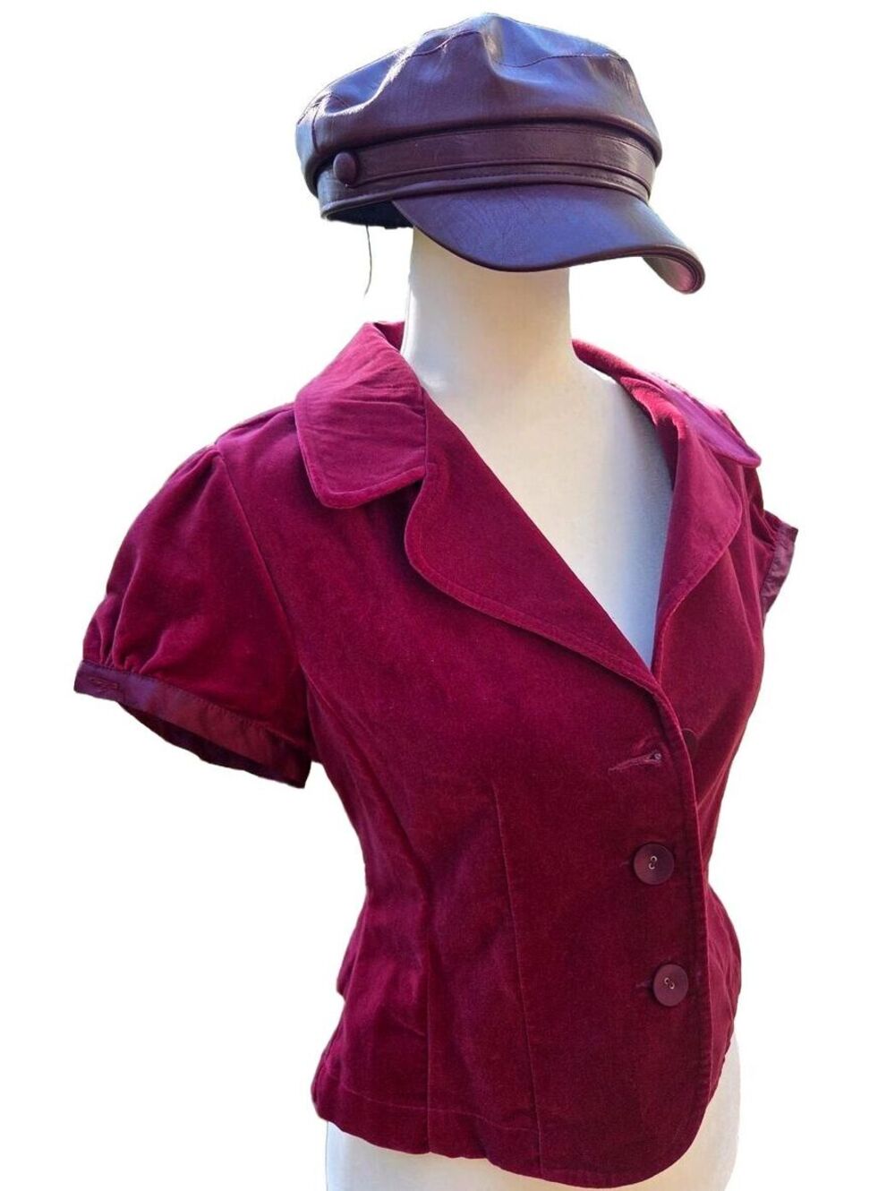 SO Vintage Burgundy Velvet Top Whimsigoth Dark Academia Y2K Retro Indie Large